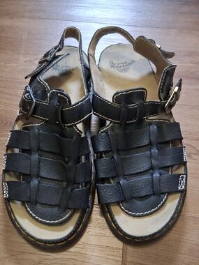 Dr. Martens Mens Black Leather Fisherman Sandals 8092 Size 14 Like New